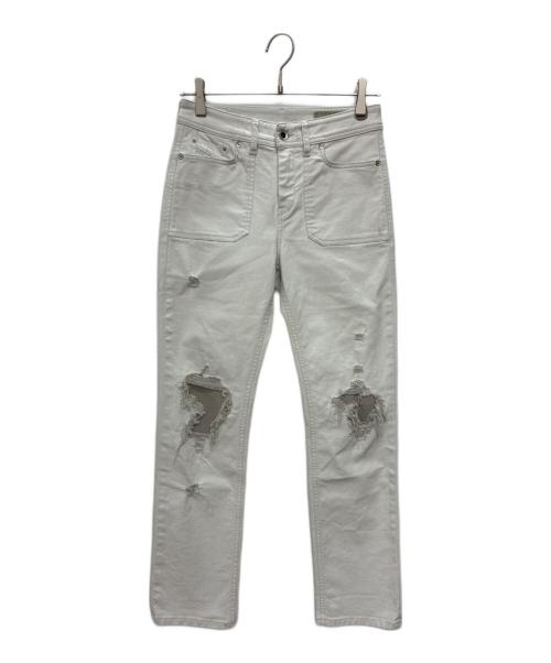 DIESEL（ディーゼル）DIESEL (ディーゼル) REEN-PATCH ダメージ加工ジーンズ ホワイト サイズ:W24 L30の古着・服飾アイテム
