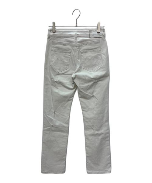 DIESEL（ディーゼル）DIESEL (ディーゼル) REEN-PATCH ダメージ加工ジーンズ ホワイト サイズ:W24 L30の古着・服飾アイテム