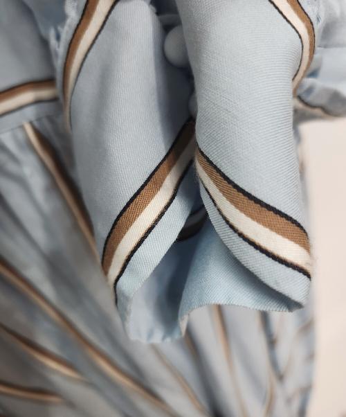 CHRISTIAN DADA（クリスチャンダダ）CHRISTIAN DADA (クリスチャンダダ) 長袖ワンピース ブルー×ブラウン サイズ:34の古着・服飾アイテム