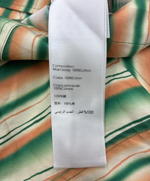 3.1 phillip lim（スリーワンフィリップリム）3.1 phillip lim (スリーワンフィリップリム) クロップド ストライプ コットン ポプリン シャツ グリーン×ピンクの古着・服飾アイテム