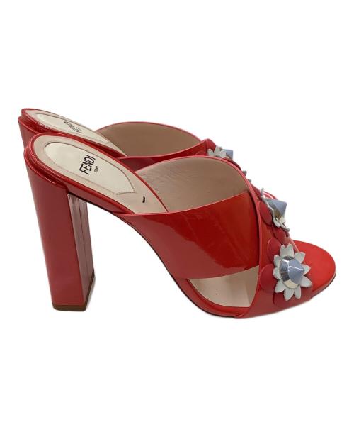FENDI（フェンディ）FENDI (フェンディ) ミュールサンダル／フラワーモチーフ レッド サイズ:36 1/2の古着・服飾アイテム