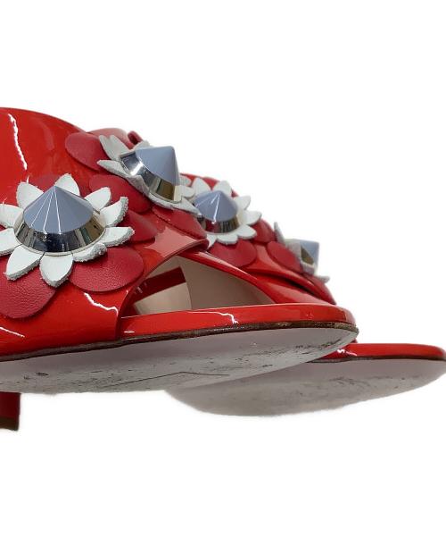 FENDI（フェンディ）FENDI (フェンディ) ミュールサンダル／フラワーモチーフ レッド サイズ:36 1/2の古着・服飾アイテム