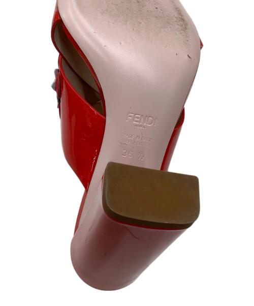 FENDI（フェンディ）FENDI (フェンディ) ミュールサンダル／フラワーモチーフ レッド サイズ:36 1/2の古着・服飾アイテム