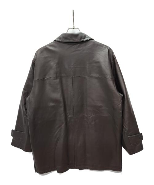 Aquascutum（アクアスキュータム）Aquascutum (アクアスキュータム) レザーコート ブラウン サイズ:Lの古着・服飾アイテム