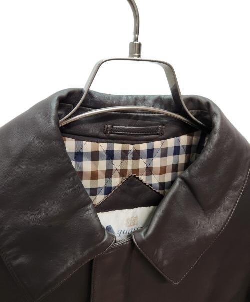 Aquascutum（アクアスキュータム）Aquascutum (アクアスキュータム) レザーコート ブラウン サイズ:Lの古着・服飾アイテム