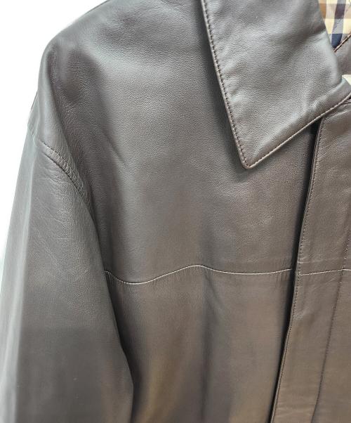 Aquascutum（アクアスキュータム）Aquascutum (アクアスキュータム) レザーコート ブラウン サイズ:Lの古着・服飾アイテム