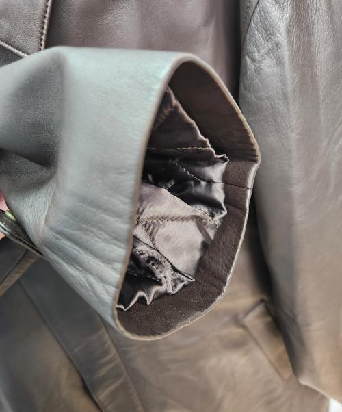 Aquascutum（アクアスキュータム）Aquascutum (アクアスキュータム) レザーコート ブラウン サイズ:Lの古着・服飾アイテム