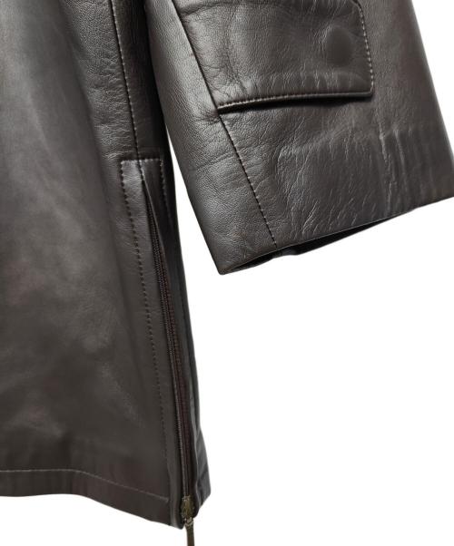 Aquascutum（アクアスキュータム）Aquascutum (アクアスキュータム) レザーコート ブラウン サイズ:Lの古着・服飾アイテム