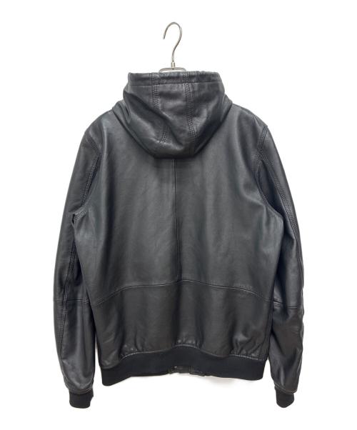 DIESEL（ディーゼル）DIESEL (ディーゼル) シープスキン フードレザージャケット ブラック サイズ:Lの古着・服飾アイテム