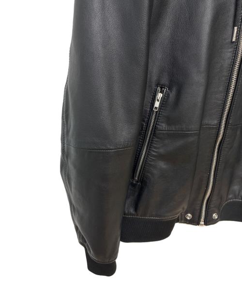 DIESEL（ディーゼル）DIESEL (ディーゼル) シープスキン フードレザージャケット ブラック サイズ:Lの古着・服飾アイテム