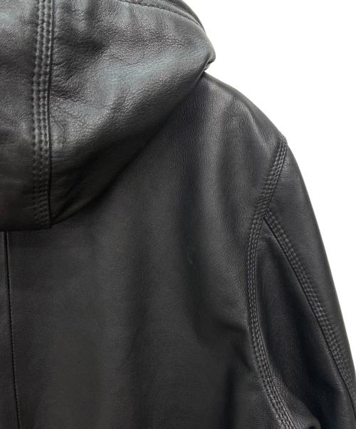 DIESEL（ディーゼル）DIESEL (ディーゼル) シープスキン フードレザージャケット ブラック サイズ:Lの古着・服飾アイテム