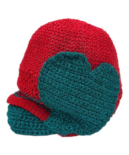 Vivienne Westwood（ヴィヴィアンウエストウッド）Vivienne Westwood (ヴィヴィアンウエストウッド) ニット帽 レッド×グリーン サイズ:FREEの古着・服飾アイテム