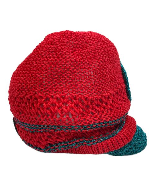 Vivienne Westwood（ヴィヴィアンウエストウッド）Vivienne Westwood (ヴィヴィアンウエストウッド) ニット帽 レッド×グリーン サイズ:FREEの古着・服飾アイテム