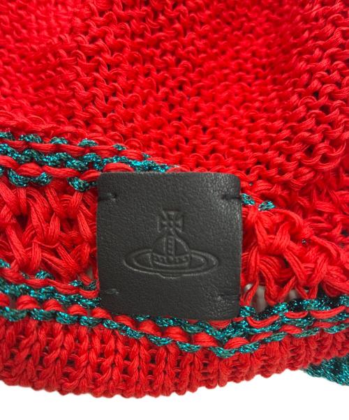 Vivienne Westwood（ヴィヴィアンウエストウッド）Vivienne Westwood (ヴィヴィアンウエストウッド) ニット帽 レッド×グリーン サイズ:FREEの古着・服飾アイテム