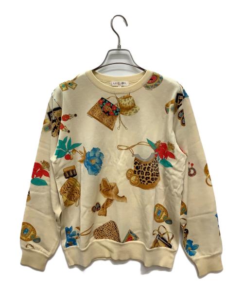 LEONARD（レオナール）LEONARD (レオナール) 薄手ニット ベージュ×イエロー サイズ:Lの古着・服飾アイテム