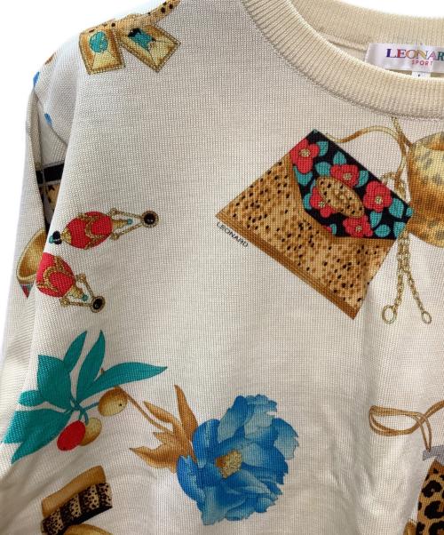 LEONARD（レオナール）LEONARD (レオナール) 薄手ニット ベージュ×イエロー サイズ:Lの古着・服飾アイテム