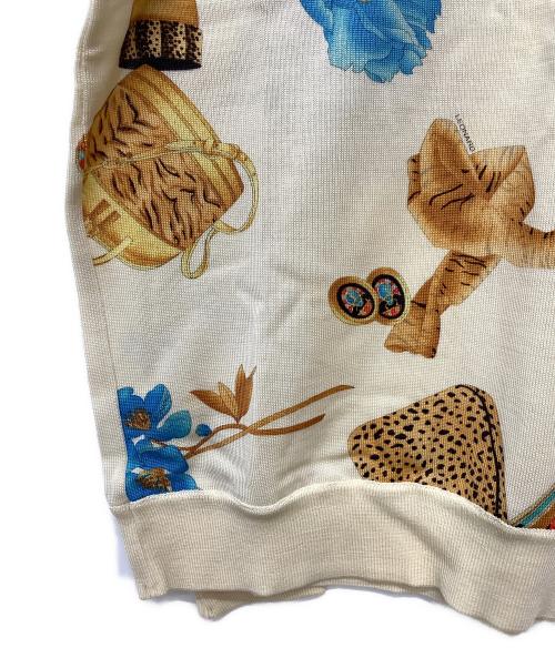 LEONARD（レオナール）LEONARD (レオナール) 薄手ニット ベージュ×イエロー サイズ:Lの古着・服飾アイテム