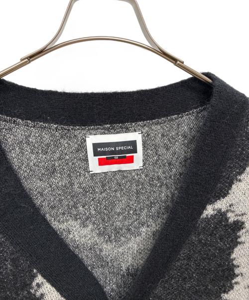 MAISON SPECIAL（メゾンスペシャル）MAISON SPECIAL (メゾンスペシャル) ジラフ プライムオーバー モヘヤ ニット カーディガン ブラック×グレー サイズ:02の古着・服飾アイテム