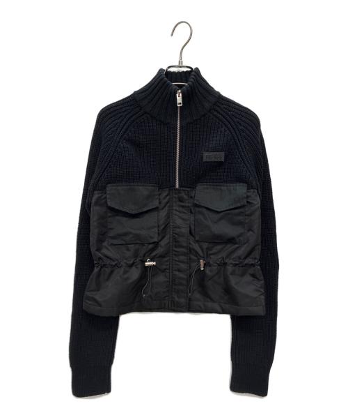DIESEL（ディーゼル）DIESEL (ディーゼル) 切替ニットジャケット ブラック サイズ:XSの古着・服飾アイテム