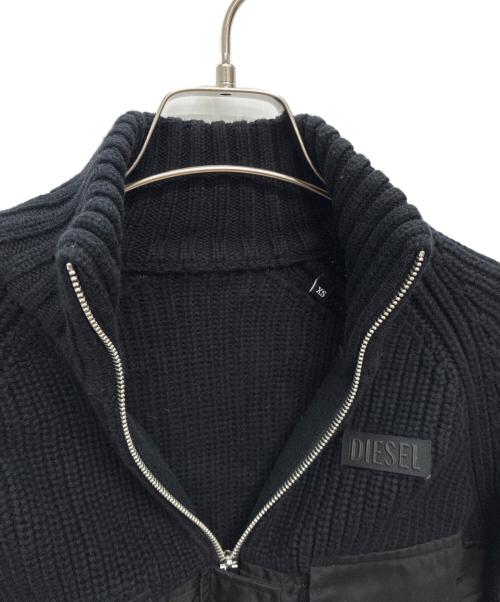 DIESEL（ディーゼル）DIESEL (ディーゼル) 切替ニットジャケット ブラック サイズ:XSの古着・服飾アイテム