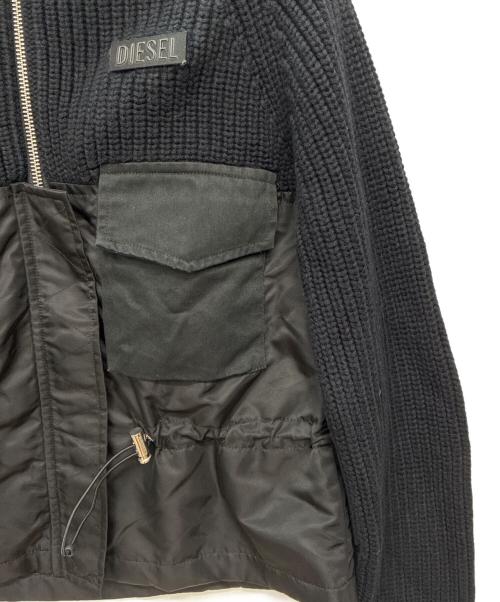 DIESEL（ディーゼル）DIESEL (ディーゼル) 切替ニットジャケット ブラック サイズ:XSの古着・服飾アイテム