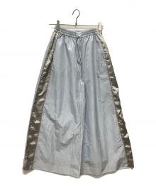 miicielmyum（miicielmyum）の古着「サテンラインワイドパンツ」｜スカイブルー