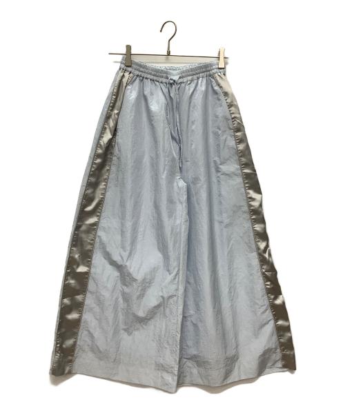 miicielmyum（miicielmyum）miicielmyum (miicielmyum) サテンラインワイドパンツ スカイブルー サイズ:Freeの古着・服飾アイテム