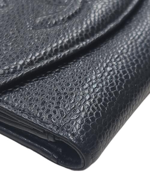 CHANEL（シャネル）CHANEL (シャネル) ココマーク キャビアスキン 2つ折り財布 ブラックの古着・服飾アイテム
