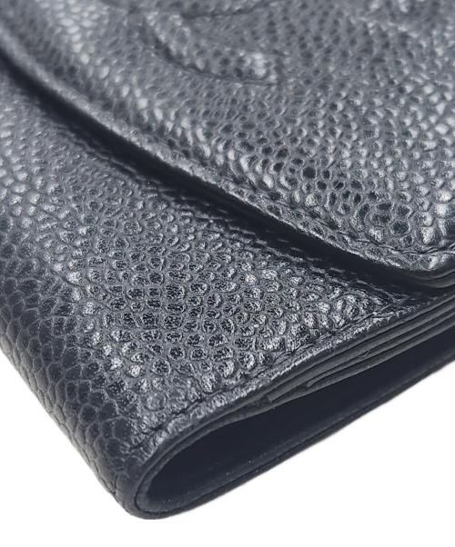 CHANEL（シャネル）CHANEL (シャネル) ココマーク キャビアスキン 2つ折り財布 ブラックの古着・服飾アイテム