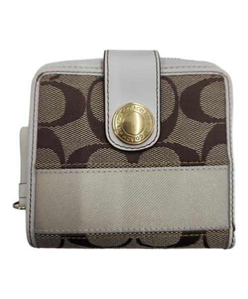 COACH（コーチ）COACH (コーチ) 2つ折り財布 ホワイト×ベージュの古着・服飾アイテム