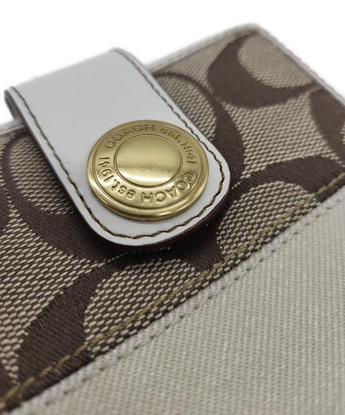 COACH（コーチ）COACH (コーチ) 2つ折り財布 ホワイト×ベージュの古着・服飾アイテム