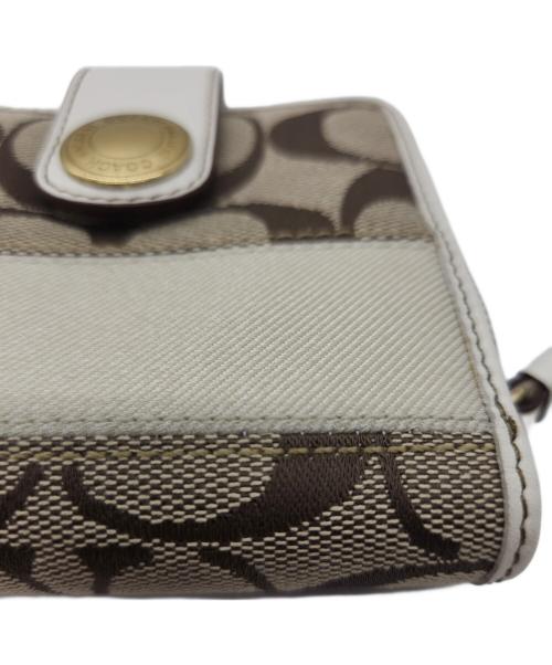 COACH（コーチ）COACH (コーチ) 2つ折り財布 ホワイト×ベージュの古着・服飾アイテム