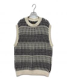 BATONER（バトナ―）の古着「MIX YARN CREW NECK VEST」｜ホワイト×ブラック