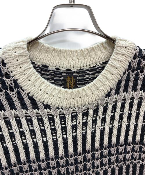 BATONER（バトナ―）BATONER (バトナ―) MIX YARN CREW NECK VEST ホワイト×ブラック サイズ:SIZE 2の古着・服飾アイテム