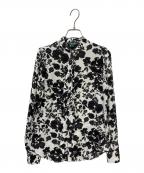 LAUREN RALPH LAURENローレンラルフローレン）の古着「フリル 長袖ブラウス」｜ブラック×ホワイト