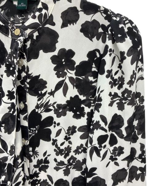 LAUREN RALPH LAUREN（ローレンラルフローレン）LAUREN RALPH LAUREN (ローレンラルフローレン) フリル 長袖ブラウス ブラック×ホワイト サイズ:XSの古着・服飾アイテム