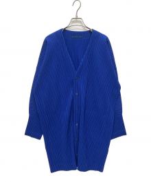 HOMME PLISSE ISSEY MIYAKE（オム プリッセ イッセイ ミヤケ）の古着「プリーツ ロングカーディガン」｜ブルー