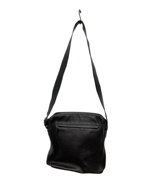 GIORGIO ARMANI（ジョルジョアルマーニ）GIORGIO ARMANI (ジョルジョアルマーニ) レザーショルダーバッグ ブラックの古着・服飾アイテム