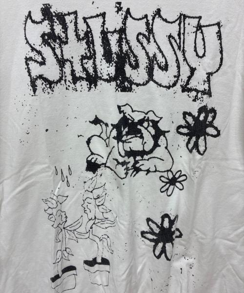 stussy（ステューシー）stussy (ステューシー) プリントTシャツ ホワイト サイズ:Lの古着・服飾アイテム