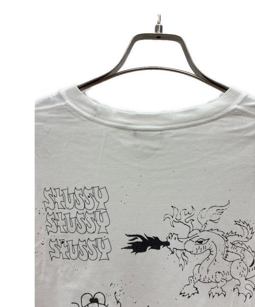 stussy（ステューシー）stussy (ステューシー) プリントTシャツ ホワイト サイズ:Lの古着・服飾アイテム