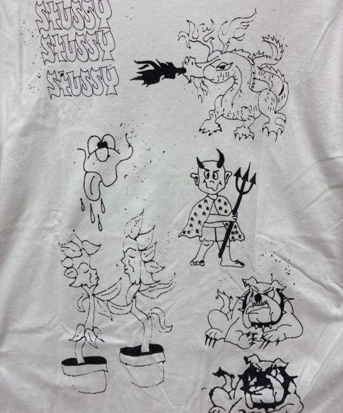 stussy（ステューシー）stussy (ステューシー) プリントTシャツ ホワイト サイズ:Lの古着・服飾アイテム