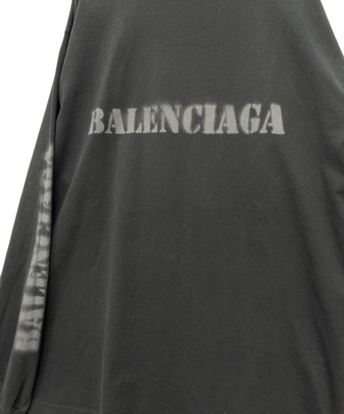 BALENCIAGA（バレンシアガ）BALENCIAGA (バレンシアガ) ステンシルロゴダメージ加工長袖カットソー ブラック サイズ:Sの古着・服飾アイテム
