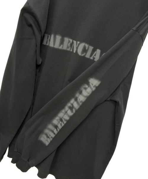 BALENCIAGA（バレンシアガ）BALENCIAGA (バレンシアガ) ステンシルロゴダメージ加工長袖カットソー ブラック サイズ:Sの古着・服飾アイテム