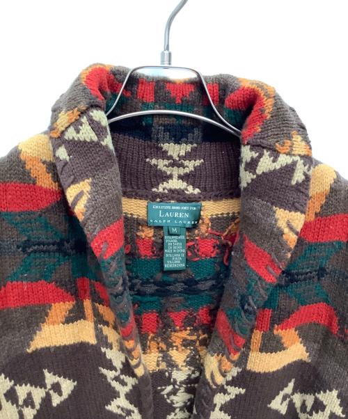 LAUREN RALPH LAUREN（ローレンラルフローレン）LAUREN RALPH LAUREN (ローレンラルフローレン) 厚手カーディガン ブラウン×レッド サイズ:Mの古着・服飾アイテム