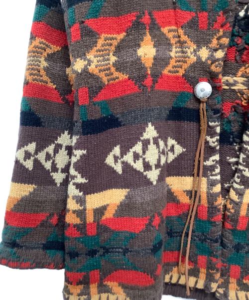 LAUREN RALPH LAUREN（ローレンラルフローレン）LAUREN RALPH LAUREN (ローレンラルフローレン) 厚手カーディガン ブラウン×レッド サイズ:Mの古着・服飾アイテム