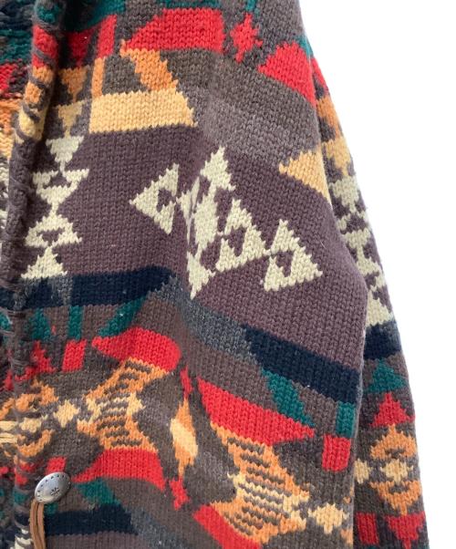 LAUREN RALPH LAUREN（ローレンラルフローレン）LAUREN RALPH LAUREN (ローレンラルフローレン) 厚手カーディガン ブラウン×レッド サイズ:Mの古着・服飾アイテム