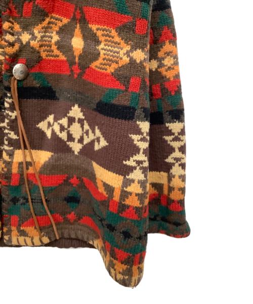 LAUREN RALPH LAUREN（ローレンラルフローレン）LAUREN RALPH LAUREN (ローレンラルフローレン) 厚手カーディガン ブラウン×レッド サイズ:Mの古着・服飾アイテム