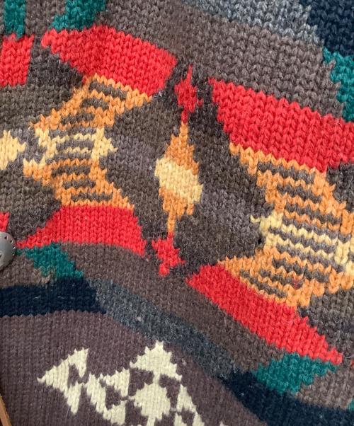 LAUREN RALPH LAUREN（ローレンラルフローレン）LAUREN RALPH LAUREN (ローレンラルフローレン) 厚手カーディガン ブラウン×レッド サイズ:Mの古着・服飾アイテム