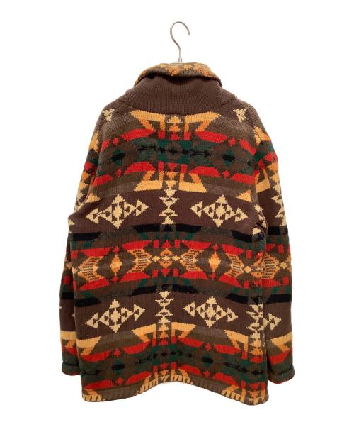 LAUREN RALPH LAUREN（ローレンラルフローレン）LAUREN RALPH LAUREN (ローレンラルフローレン) 厚手カーディガン ブラウン×レッド サイズ:Mの古着・服飾アイテム