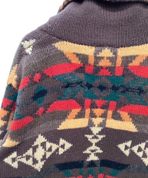 LAUREN RALPH LAUREN（ローレンラルフローレン）LAUREN RALPH LAUREN (ローレンラルフローレン) 厚手カーディガン ブラウン×レッド サイズ:Mの古着・服飾アイテム